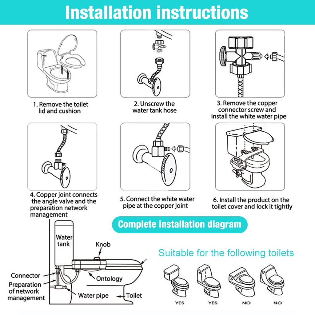 HASTHIP Adjustable Water Pressure Brass, Metal Bidet Spray for Toilet, Self-Cleaning Hidden Nozzle, Simple Non-Electric Bidet Toilet Attach Universal Fitment, White HASTHIP Adjustable Water Pressure Brass, Metal Bidet Spray for Toilet, Self-Cleaning Hidden Nozzle, Simple Non-Electric Bidet Toilet Attach Universal Fitment, White